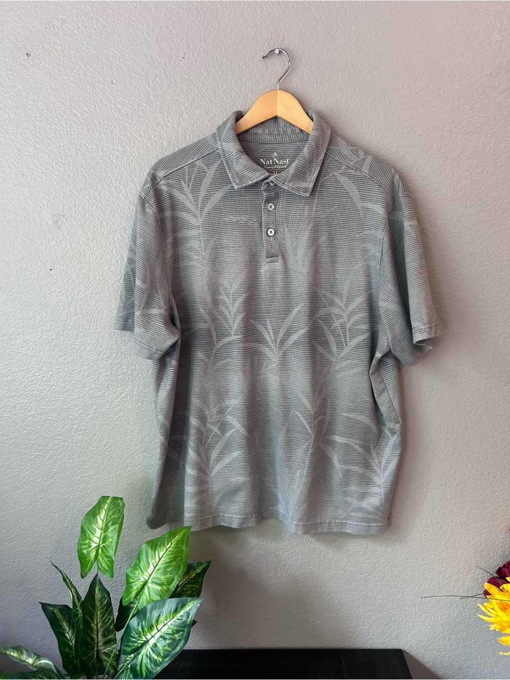 Nat Nast Men's Light Gray Patterned Polo